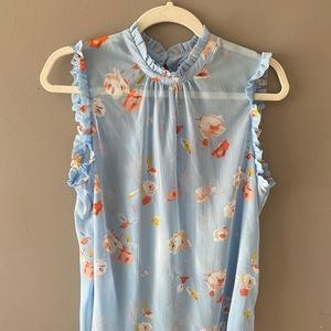 Boutique blue floral blouse (Sz. L)